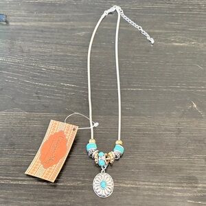 Canyon Sky Silver Necklace with Turquoise and Gold Accents